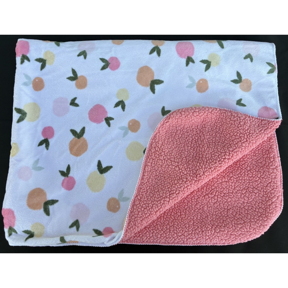 Cloud Island Baby Blanket 38 X 30 Peach Lemon Fruit Lovey Thick Sherpa Plush
